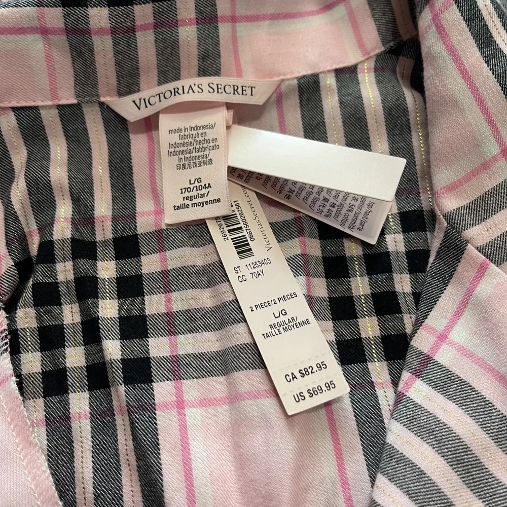 Victoria’s Secret Women’s Plaid Flannel Sleep Shirt Pajama Top – Size Large Tall